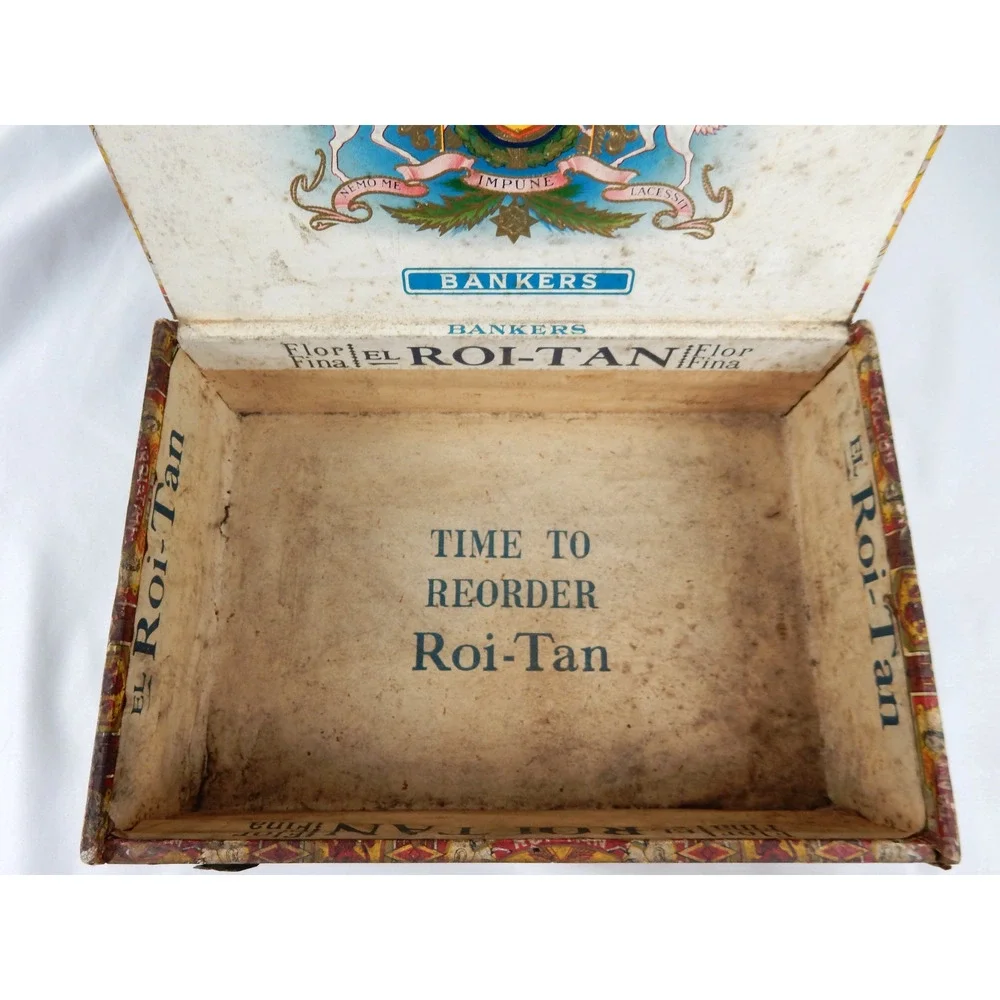 Vintage 1930s El Roi-Tan Bankers Wood Cigar Box Flor Fina Factory No 1896 PA
